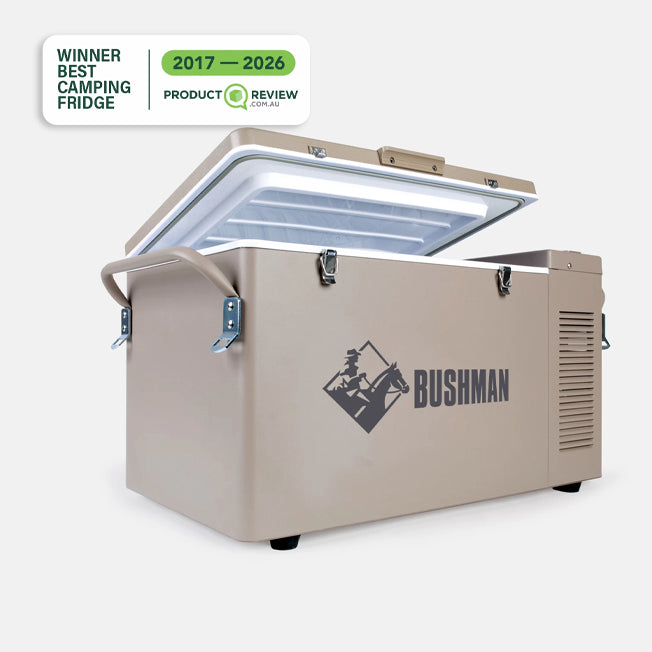 Bushman 35-52L OG Heavy Duty Portable Fridge Freezer with Cover-Transformer and Extension Kit