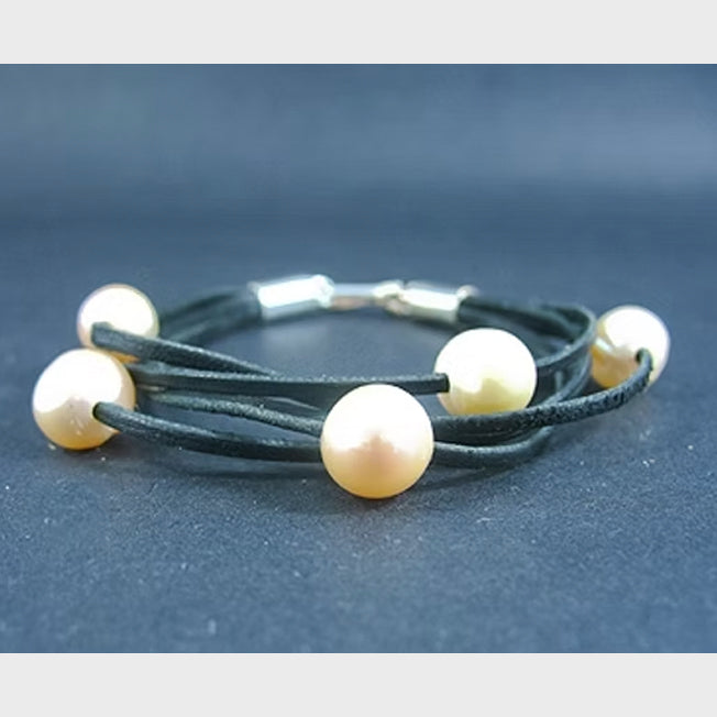 Five White Fresh Water Pearl Lace Bracelet