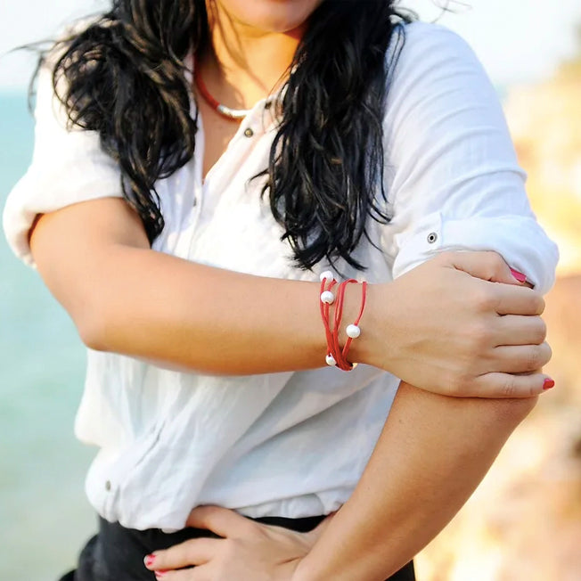 Five White Fresh Water Pearl Lace Bracelet