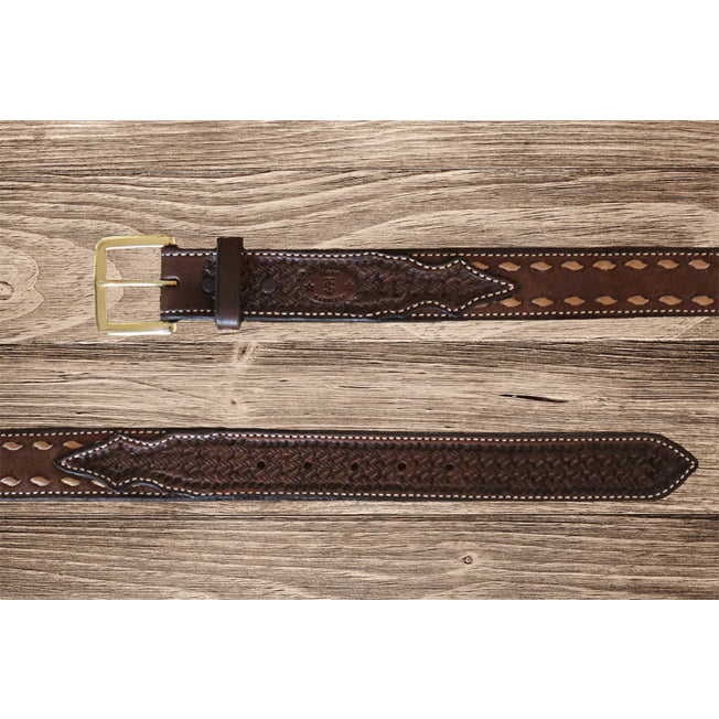 Texas Saddlery Western Chocolate Buckstitch Combo Belt
