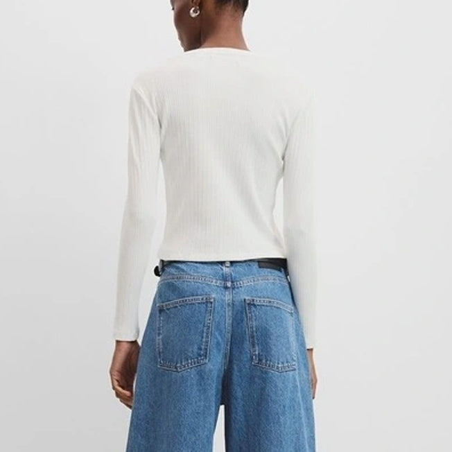 Country Road Lds LS Fitted Rib Top