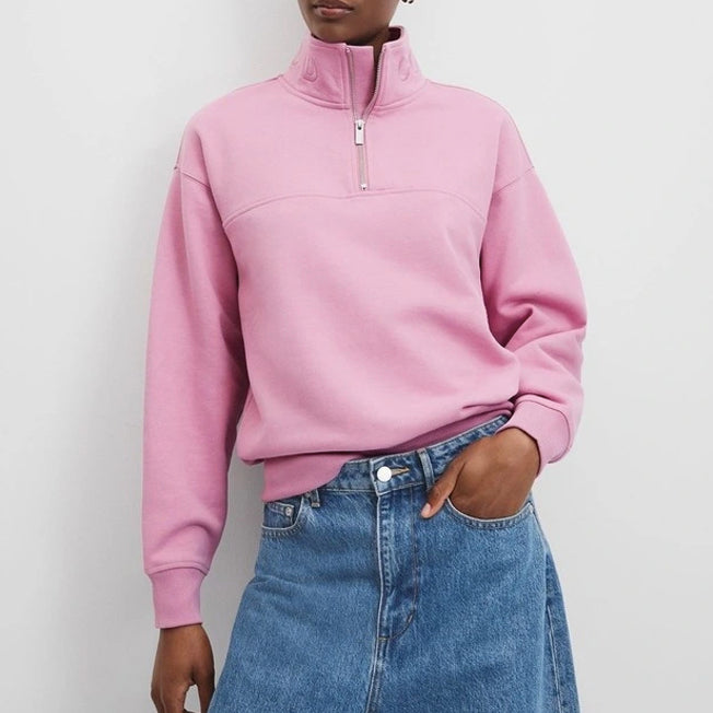 Country Road Lds Aus Cotton Logo Neck Zip Sweat