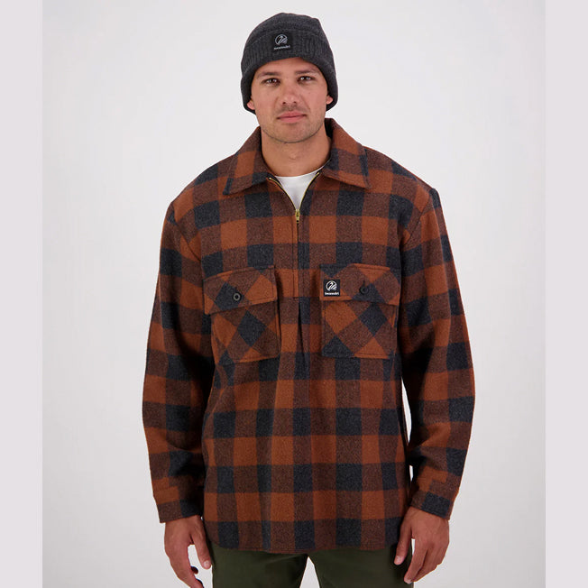 Swanndri Ranger Wool Zip Front Check Shirt