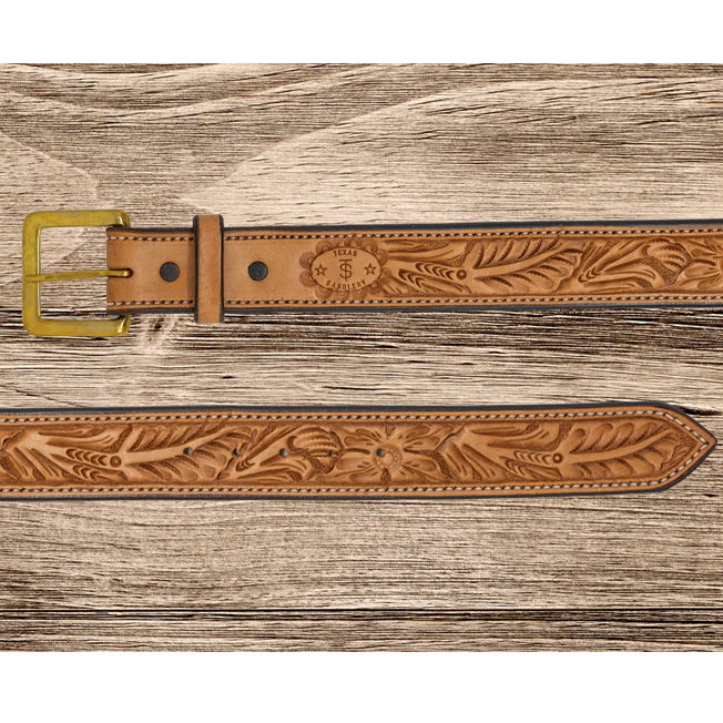 Texas Saddlery Western Saddle Tan Floral Belt