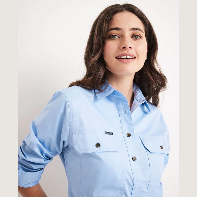 RB Sellars Ladies Sandy 1/2 Button Lightweight LS Workshirt