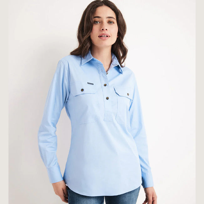 RB Sellars Ladies Sandy 1/2 Button Lightweight LS Workshirt