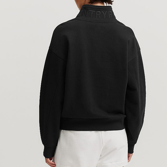 Country Road Lds Aus Cotton Logo Zip Collar Sweat