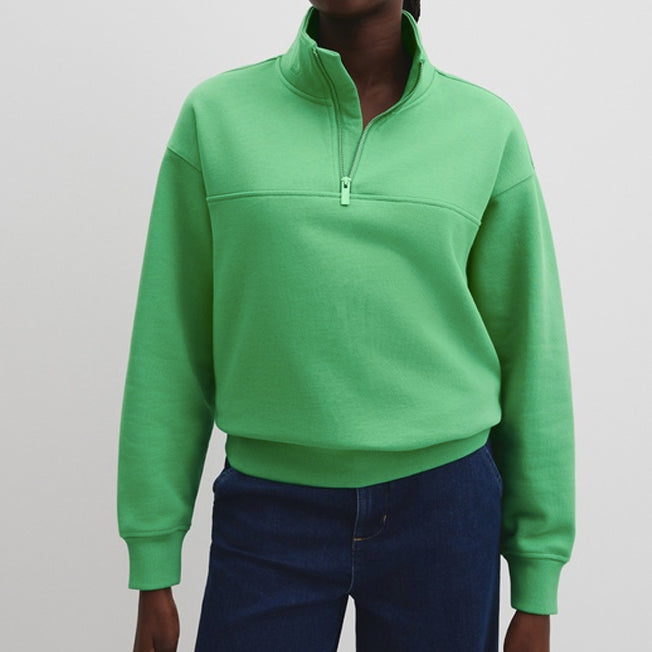 Country Road Lds Aus Cotton Logo Neck Zip Sweat