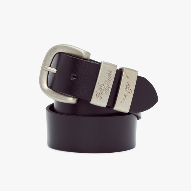 R.M. Williams 3 Piece Solid Hide Belt With Brushed Buckle 1 1/2 inch