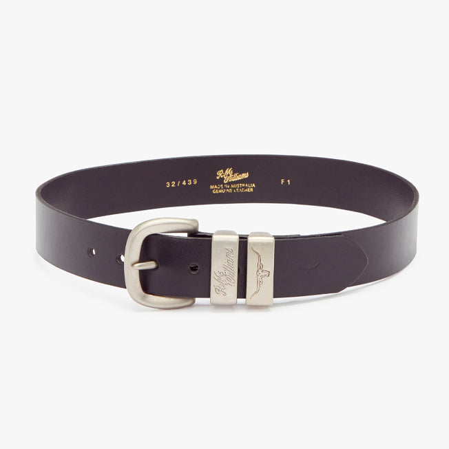 R.M. Williams 3 Piece Solid Hide Belt With Brushed Buckle 1 1/2 inch