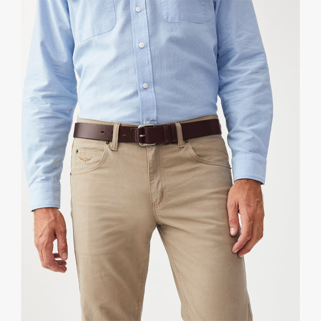 R.M. Williams Covered Buckle Leather Belt 1 1/2 inch