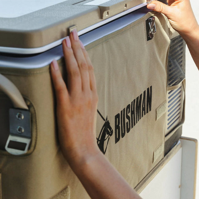 Bushman 35L OG Heavy Duty Portable Fridge Freezer with Cover and Transformer
