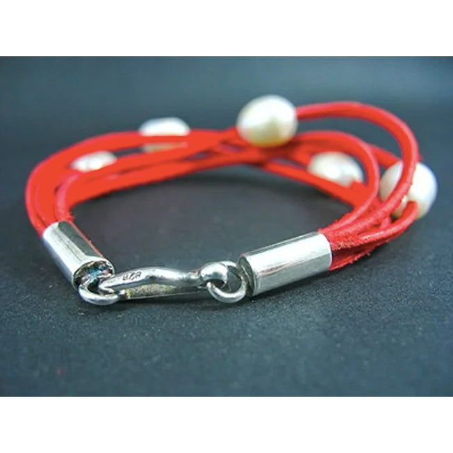 Five White Fresh Water Pearl Lace Bracelet