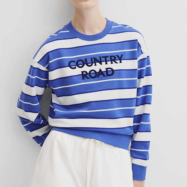Country Road Lds Aus Cotton Stripe CR Sweat