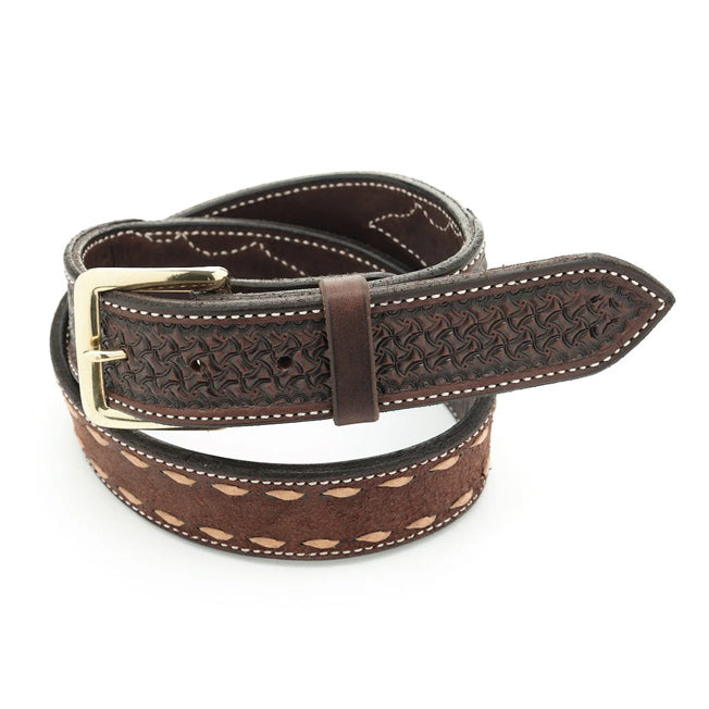 Texas Saddlery Western Chocolate Buckstitch Combo Belt
