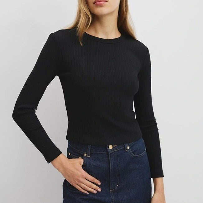 Country Road Lds LS Fitted Rib Top