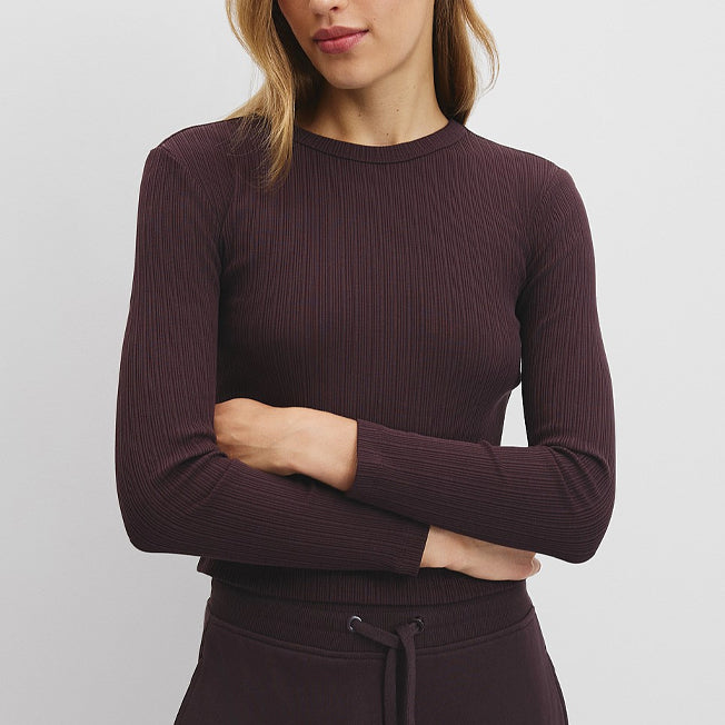 Country Road Lds LS Fitted Rib Top