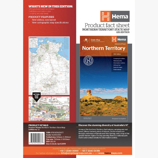 Hema Northern Territory State Map