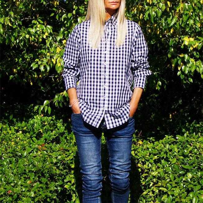 Whos Charlie Ladies Riley Gingham LS Shirt
