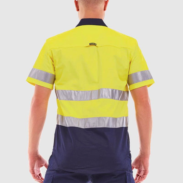 Tradie Mens Hi Vis Flex Short Sleeve Shirt with 3M Reflective Tape ...