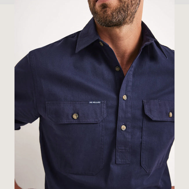 RB Sellars Mens Burton 1/2 Button Lightweight LS Shirt