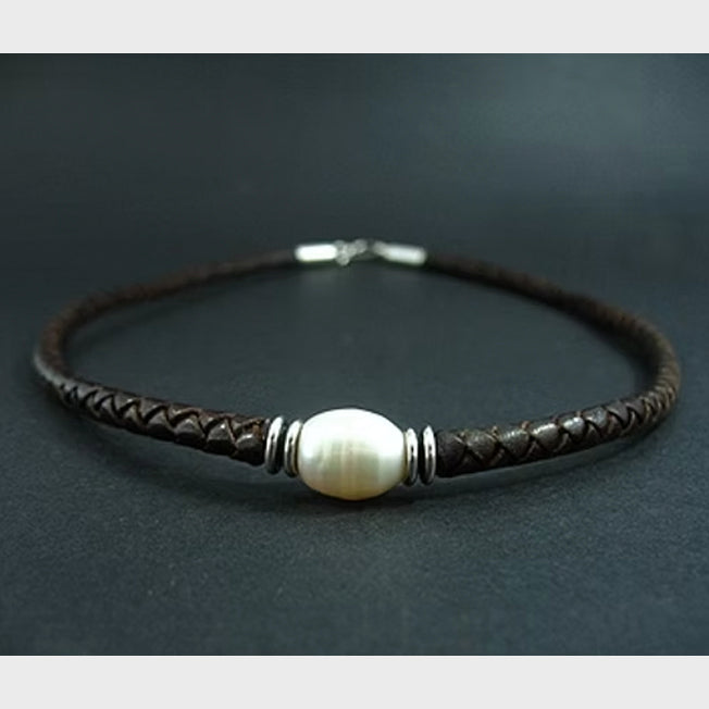 Plaited Single White Fresh Water Pearl Choker