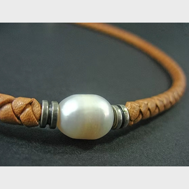 Plaited Single White Fresh Water Pearl Choker