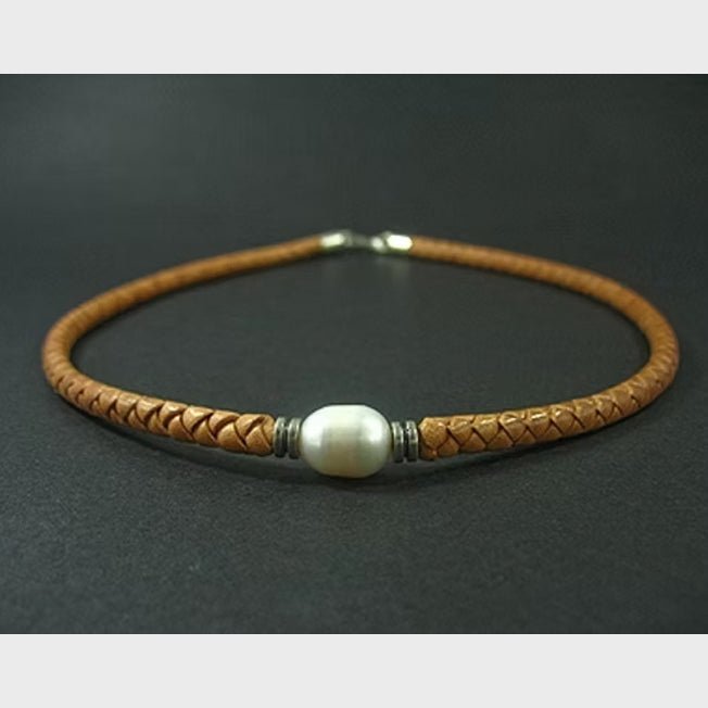 Plaited Single White Fresh Water Pearl Choker