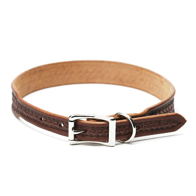 Texas Saddlery Chocolate Basket Dog Collar