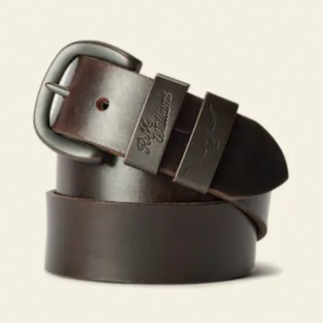 R.M. Williams Drover Leather Belt With Bronze Buckle