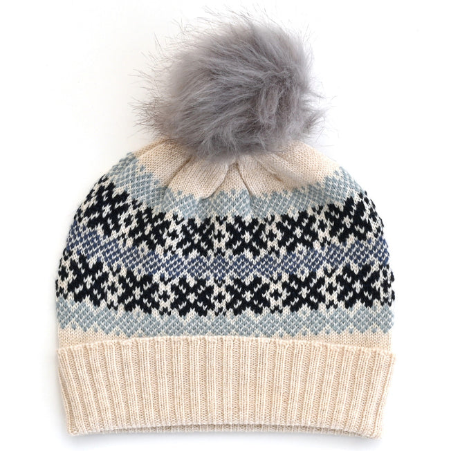 uimi Heidi Fair Isle Merino Wool Beanie w/ Pom