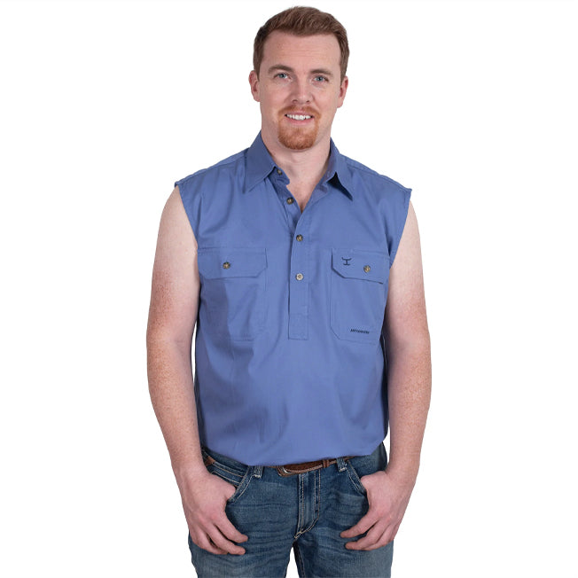 Just Country Jack 1/2 Button Sleeveless Work Shirt