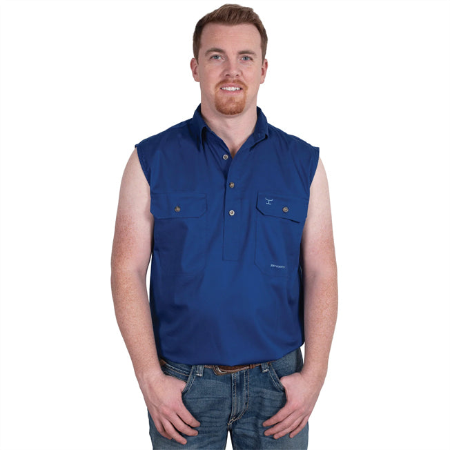 Just Country Jack 1/2 Button Sleeveless Work Shirt