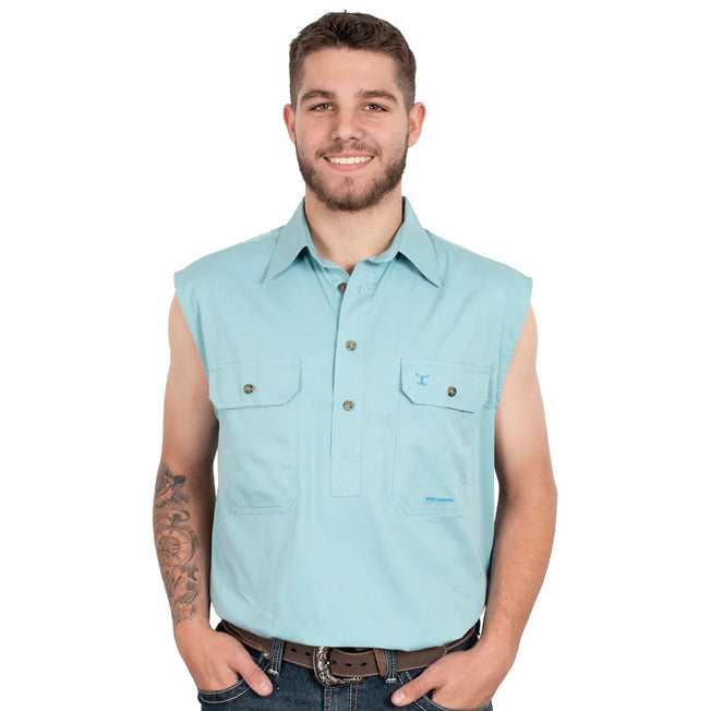 Just Country Jack 1/2 Button Sleeveless Work Shirt