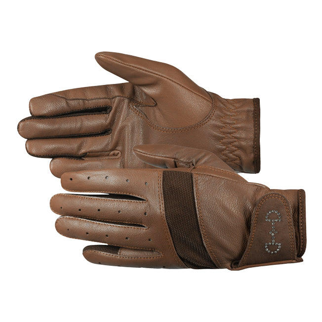Horze Crystal Bit Womens Leather/Mesh Riding Glove