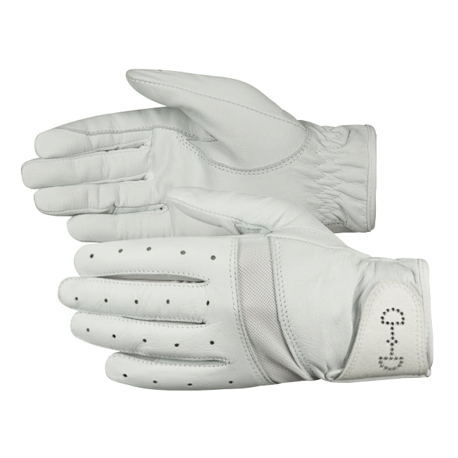 Horze Crystal Bit Womens Leather/Mesh Riding Glove