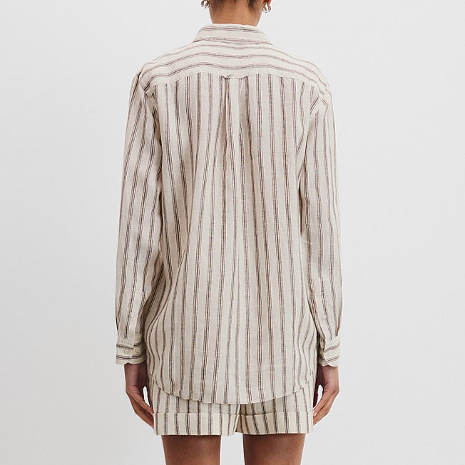 Country Road Ladies Linen Stripe LS Shirt