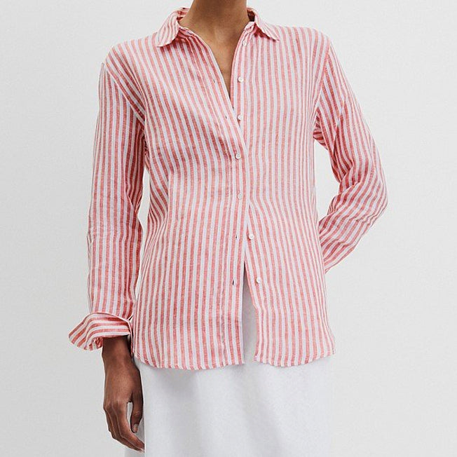Country Road Ladies Linen Stripe LS Shirt