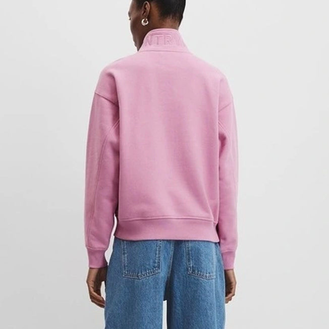 Country Road Lds Aus Cotton Logo Neck Zip Sweat