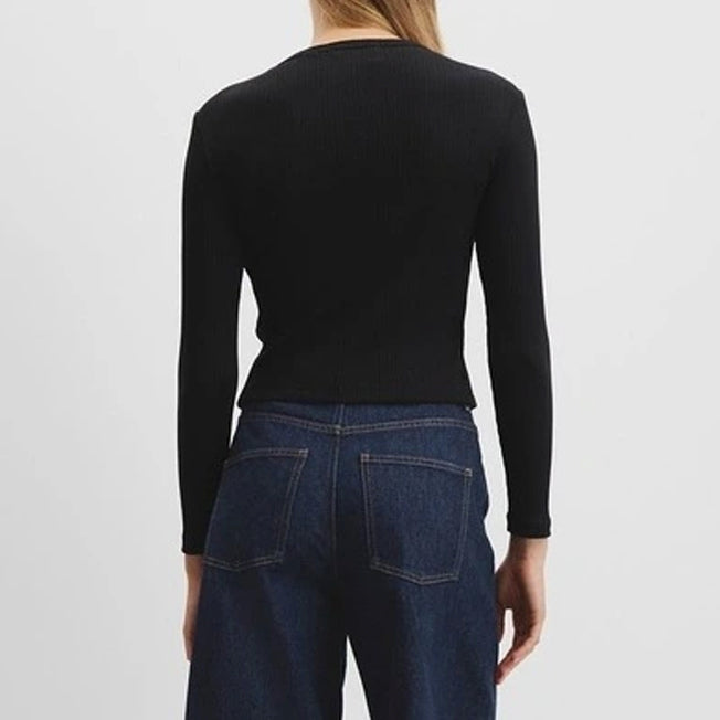 Country Road Lds LS Fitted Rib Top