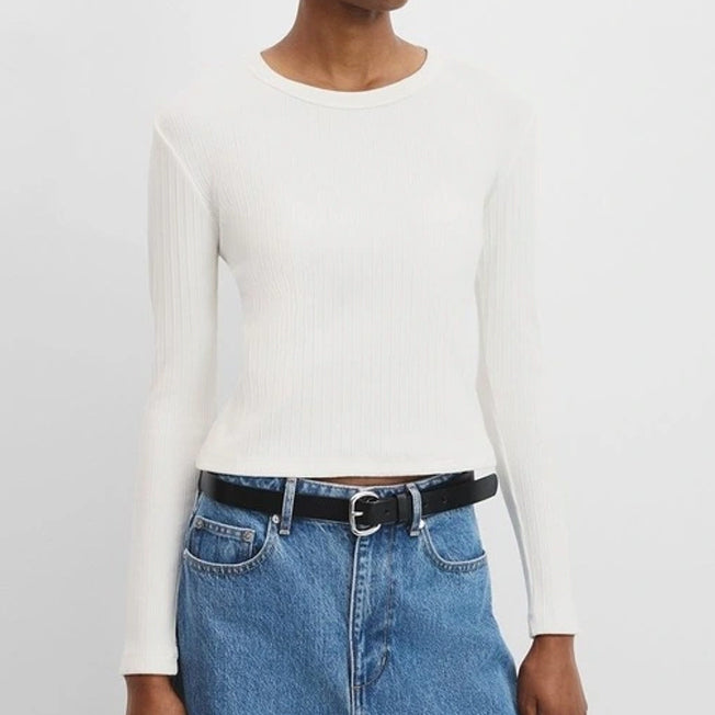 Country Road Lds LS Fitted Rib Top