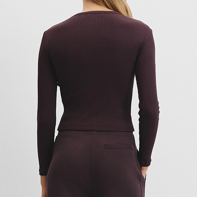 Country Road Lds LS Fitted Rib Top