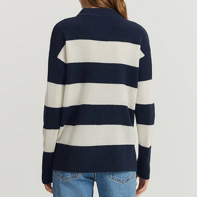 Country Road Lds Merino Rib Detail Stripe Pullover