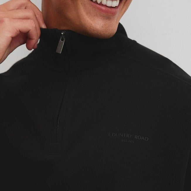 Country Road Mns Aus Cotton Brushed 1/2 Zip Sweat
