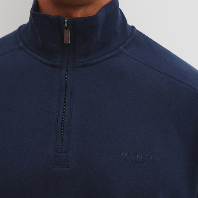 Country Road Mns Aus Cotton Brushed 1/2 Zip Sweat