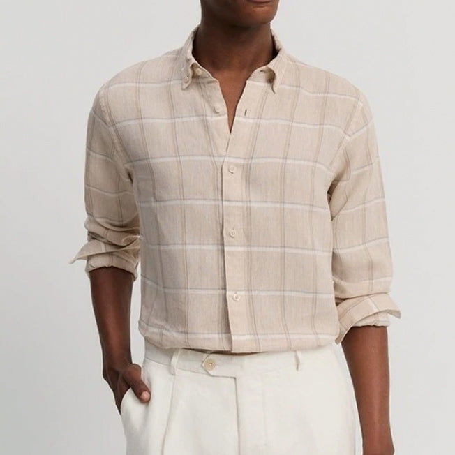 Country Road Mens LS Reg Linen Check LS