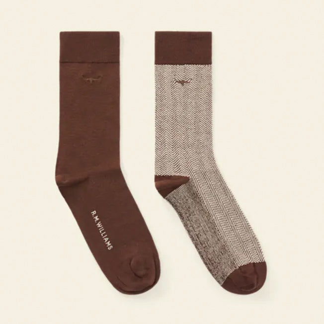 R.M. Williams Nelson Herringbone Sock 2pk