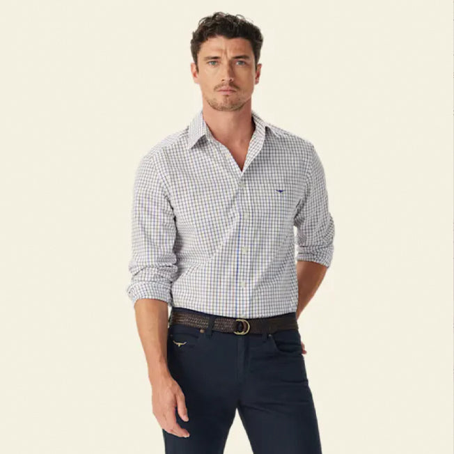 R.M. Williams Mens Newland Poplin Check Shirt