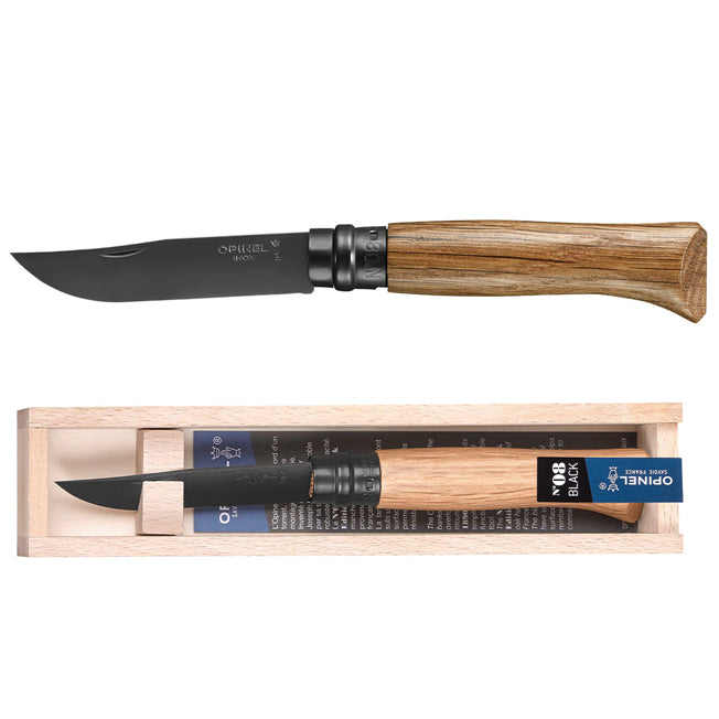 Opinel Traditional No 8 SS Black Finish Knife Oak Handle Boxed