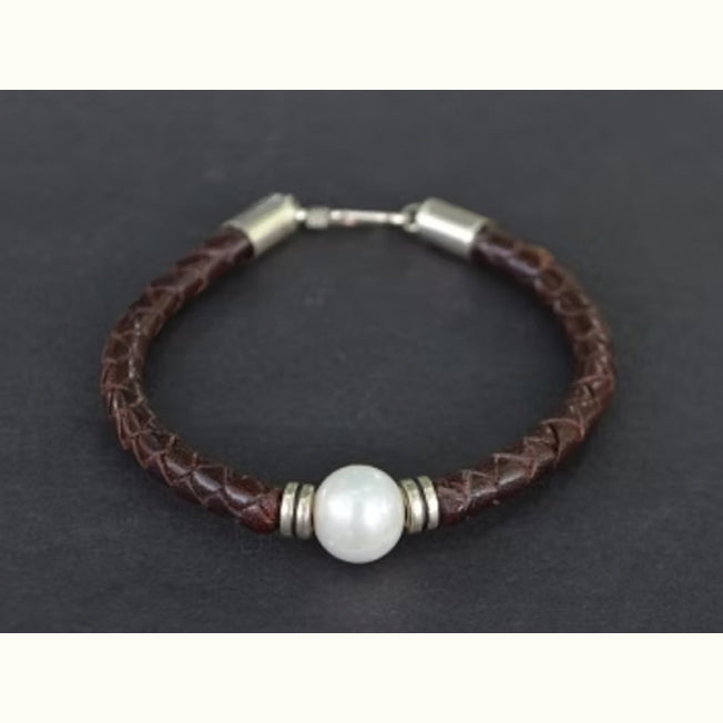 Single White Fresh Water Pearl Plaited Bracelet